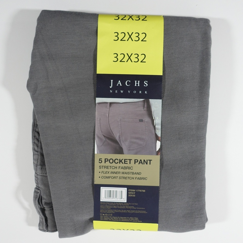 2 Pair Jachs New York Mens 32x32 Navy Gray 5 Pocket Stretch Fabric Pants - Picture 6 of 15